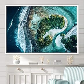 signwin Framed Canvas Wall Art Coastal Scenery Aerial...