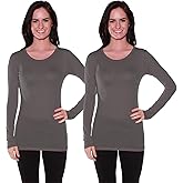 Active Basic Athletic Fitted Plain Long Sleeves Round Crew Neck T Shirt Top - Charcoal/Charcoal - Small