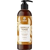 Vanilla Sensual Massage Oil for Couples - Irresistible Full Body Massage Oil for Date Night with Smooth Gliding Coconut and Sweet Almond Oil with Dreamy Vanilla Scent - Non GMO Gluten Free and Vegan