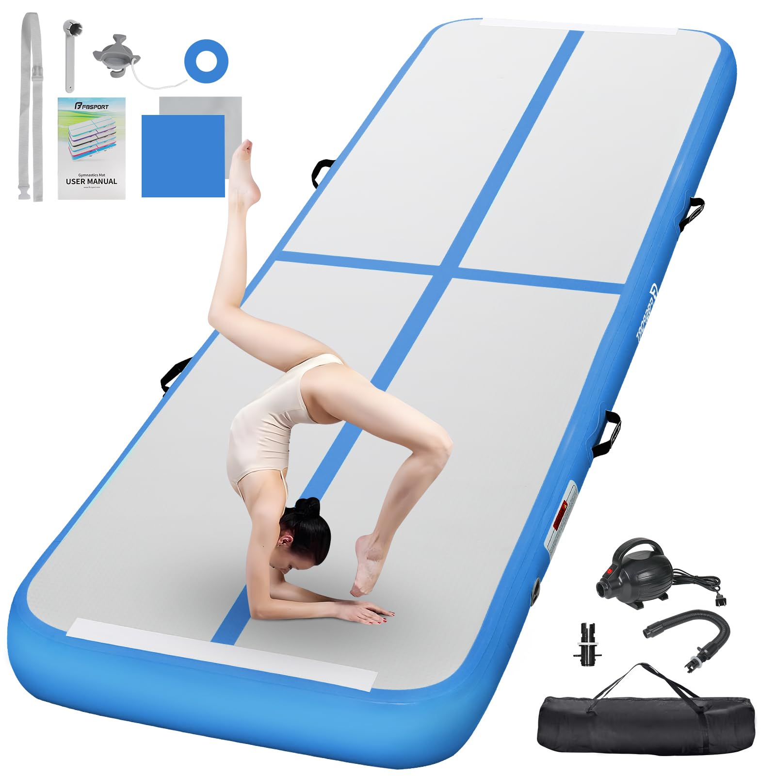 FBSPORT 6.6ft Inflatable Air Gymnastics Mat Training Mats 4 inches Thickness Gymnastics Tracks for Home Use/Training/Cheerleading/Yoga/Water with Pump Image FBSPORT 6.6ft Inflatable Air Gymnastics Mat Training Mats 4 inches Thickness Gymnastics Tracks for Home Use/Training/Cheerleading/Yoga/Water with Pump Image