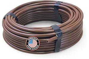 ONE STOP OUTDOOR 50' ft USA Made Premium 1/4-Inch Drip Irrigation Poly Supply Tubing, for Irrigation Drippers, Drip Emitters, and Drip Systems - Polyethylene (Works with Raindrip, Rainbird & More) (Brown 50')