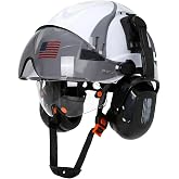 Aolamegs Safe Hard Hat with Dual Visor and Hearing Protection-OSHA Approved Construction Hard Hats with Visor Sunglasses Earmuffs for Men,Vented Forestry Chainsaw Arborist Helmet with Chin Straps