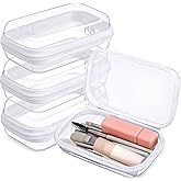 Hoolerry 3 Pcs Clear Hard Zipper Case Makeup Bag Plastic Zipper Pouch Christmas Storage Case Portable Travel Organizer Bin for Cosmetics, Building Blocks, Puzzles(White,Xs)