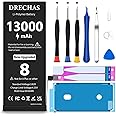 DRECHAS [13000mAh] Battery for iPhone 8, 2024 New Upgraded High Capacity 0 Cycle Li-Polymer Replacement Battery for iPhone 8 Models A1863, A1905, A1906 with Complete Professional Repair Tool Kit