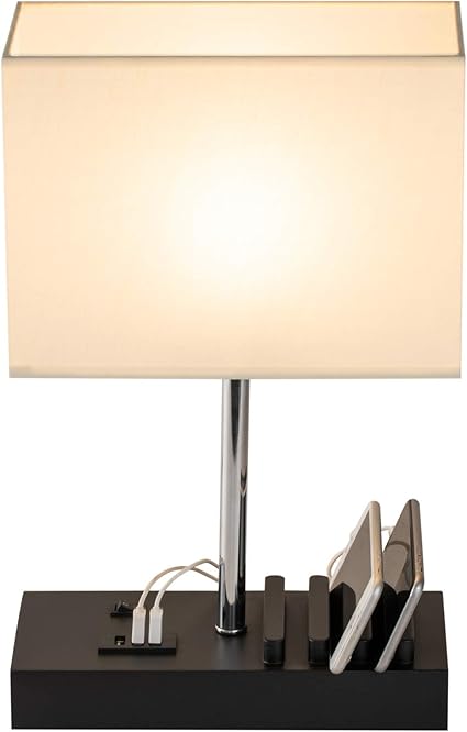 USB Bedside Table Lamp, HHome Plus Desk Lamp with 3 USB Charging Ports