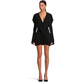 Norma Kamali Women's Long Sleeve Deep V Ruffle Mini Dress