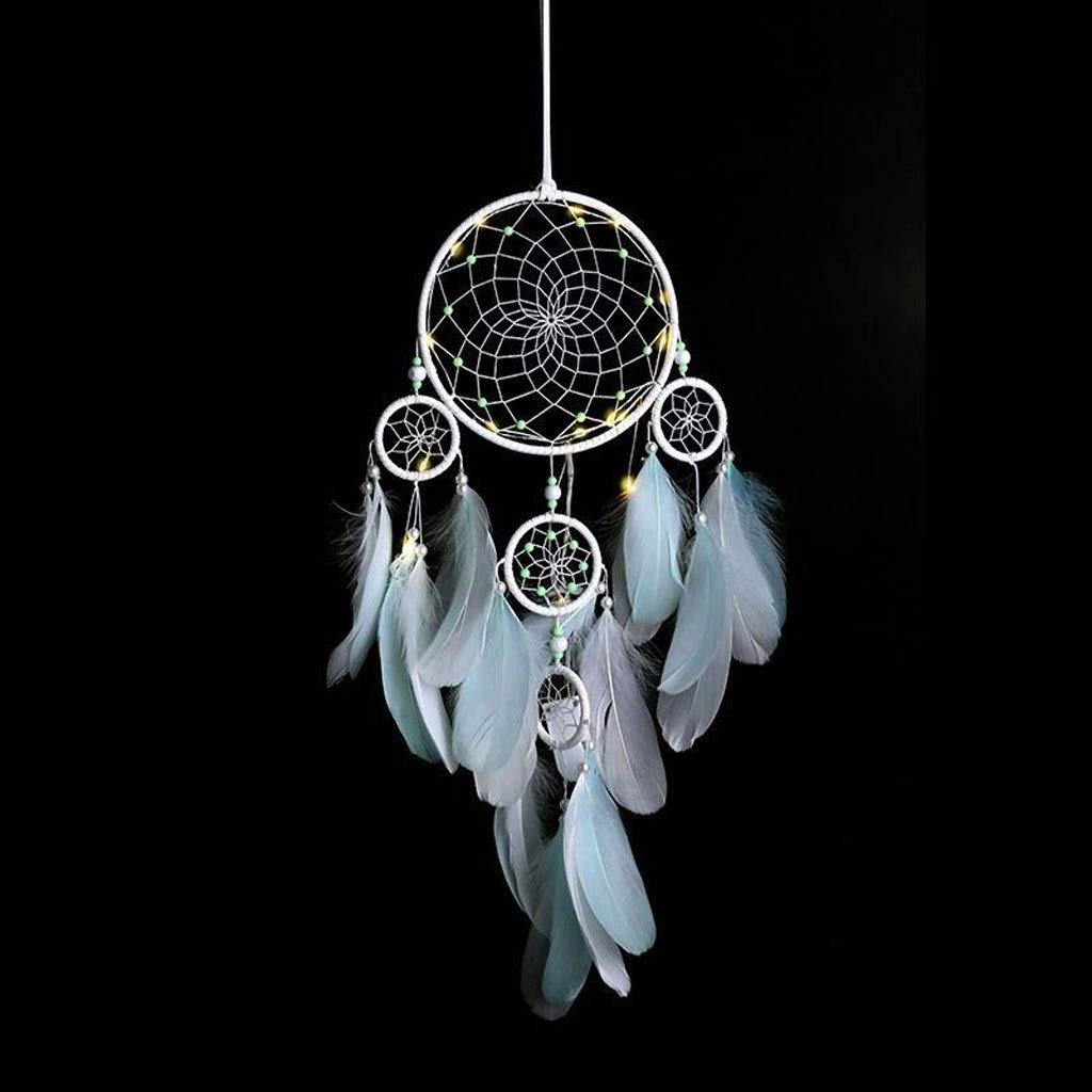 PDGJG Colorful Decorative Dream Catcher Wall Hanging Light Dreamcatcher Pendant Creative Hanging Kids Room Home Wind Chimes Decorations (Color : B)