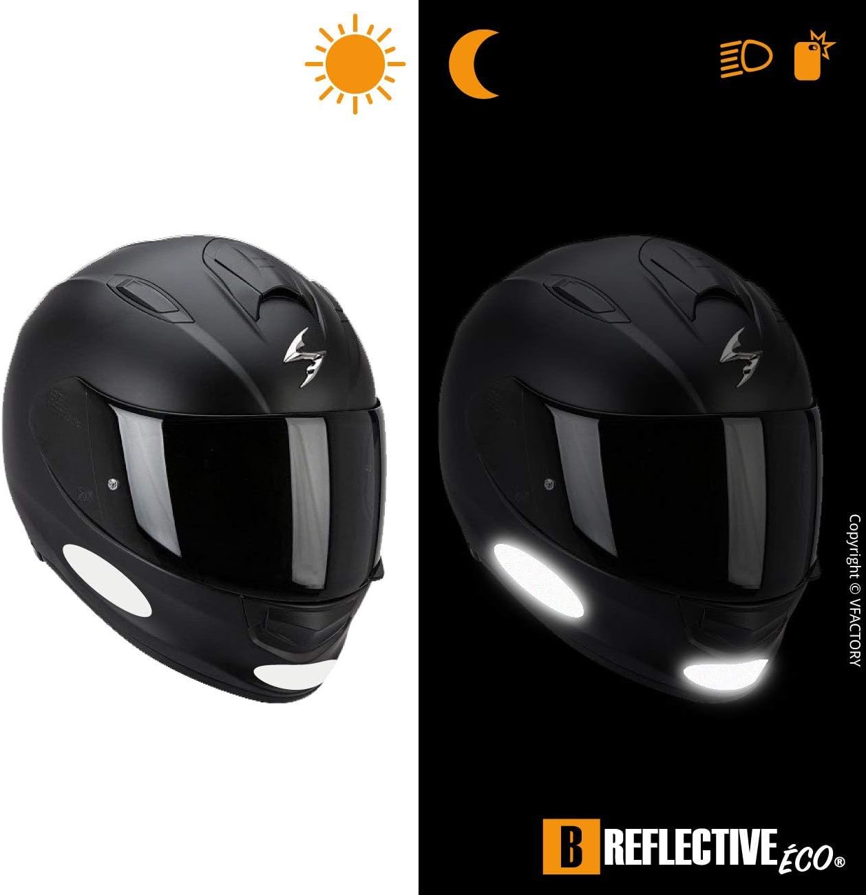 B REFLECTIVE Éco OVAL, 4 retro reflective stickers kit, Night high visibility safety - Image 4