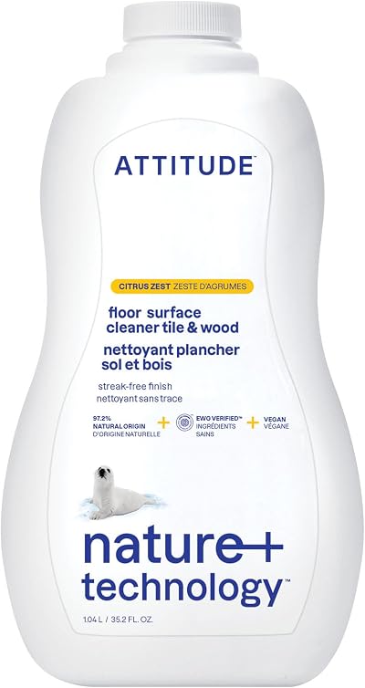 ATTITUDE Floor Cleaner EWG Verified Streak-Free Citrus 1.04L Plant-Based