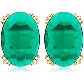 Colorful Rectangle Oval Glass Crystal Stud Earrings Hypoallergenic Gemstone Square Transparent Glass Earrings for Women Wife Mom