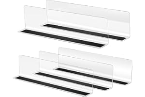 Baluue 5Pcs Clear Shelf Dividers Closets Separator Commodity Divider Magnetic Baffle for Bedroom Kitchen Office Supermarket Clapboard Organization