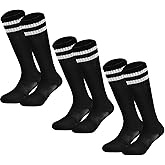 Santgoo Youth Soccer Socks Kids Athletic Socks Striped Cushion Knee High Baseball Socks