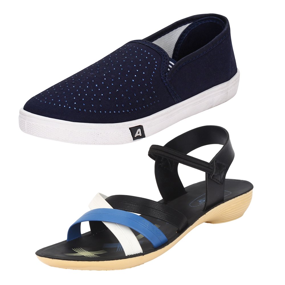 earton multicolor women combo pack of 2 casual loafers & moccasins with sandals