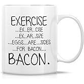 Retreez Funny Mug - Exercise Eggs Are Sides For Bacon 11 Oz Ceramic Coffee Mugs - Funny, Sarcasm, Sarcastic, Motivational, Inspirational birthday gifts for friends, coworkers, siblings, dad, mom