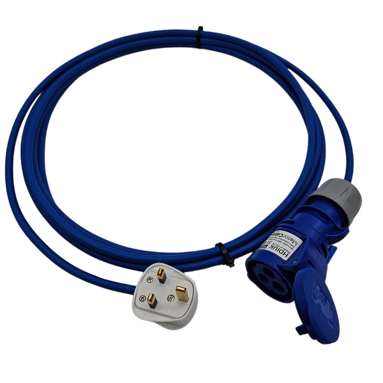 UK Made Mains Power 13Amp UK Plug to 16Amp IP44 240v Coupler Fly Lead (5 Metres)