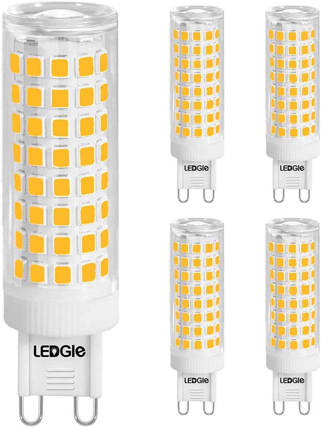 LEDGLE 8W G9 LED Bulbs Dimmable Warm White 3000K, Equivalent to 80W Halogen, 700LM G9 Socket Capsule Bulbs for Chandelier, Wall Light (5 Pack)