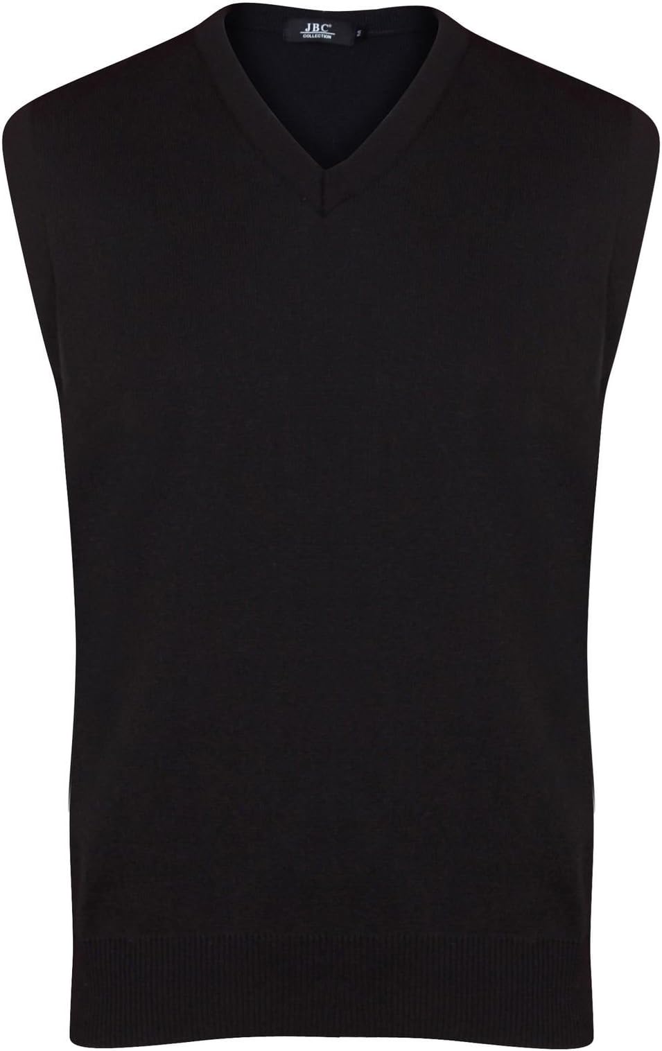 JBC Collection Mens Sleeveless V Neck Slipover Sweater Size: S – 5XL Golf Jumper Bodywarmer Plain Colour Black Charcoal Navy Burgundy Tank Top