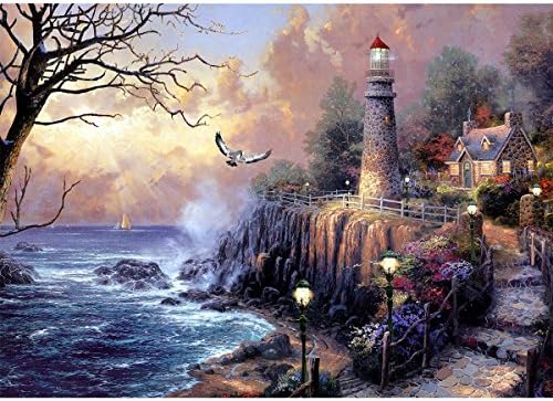 Blxecky 5D DIY Diamond Painting ,By Number Kits Crafts & Sewing Cross Stitch,Wall stickers for living room decoration,lighthouse(35X45CM/14X18inch)