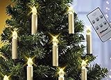 Top Race LIT10 Battery Powered Remote Control LED Christmas Tree Taper Candles with Clip, Pack of 10, White