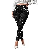 Cyparel Women's Stretch Skinny Jeans Pearl Beaded Fringe Tassels Frayed Butt Lifting Slim Fit Denim Pants