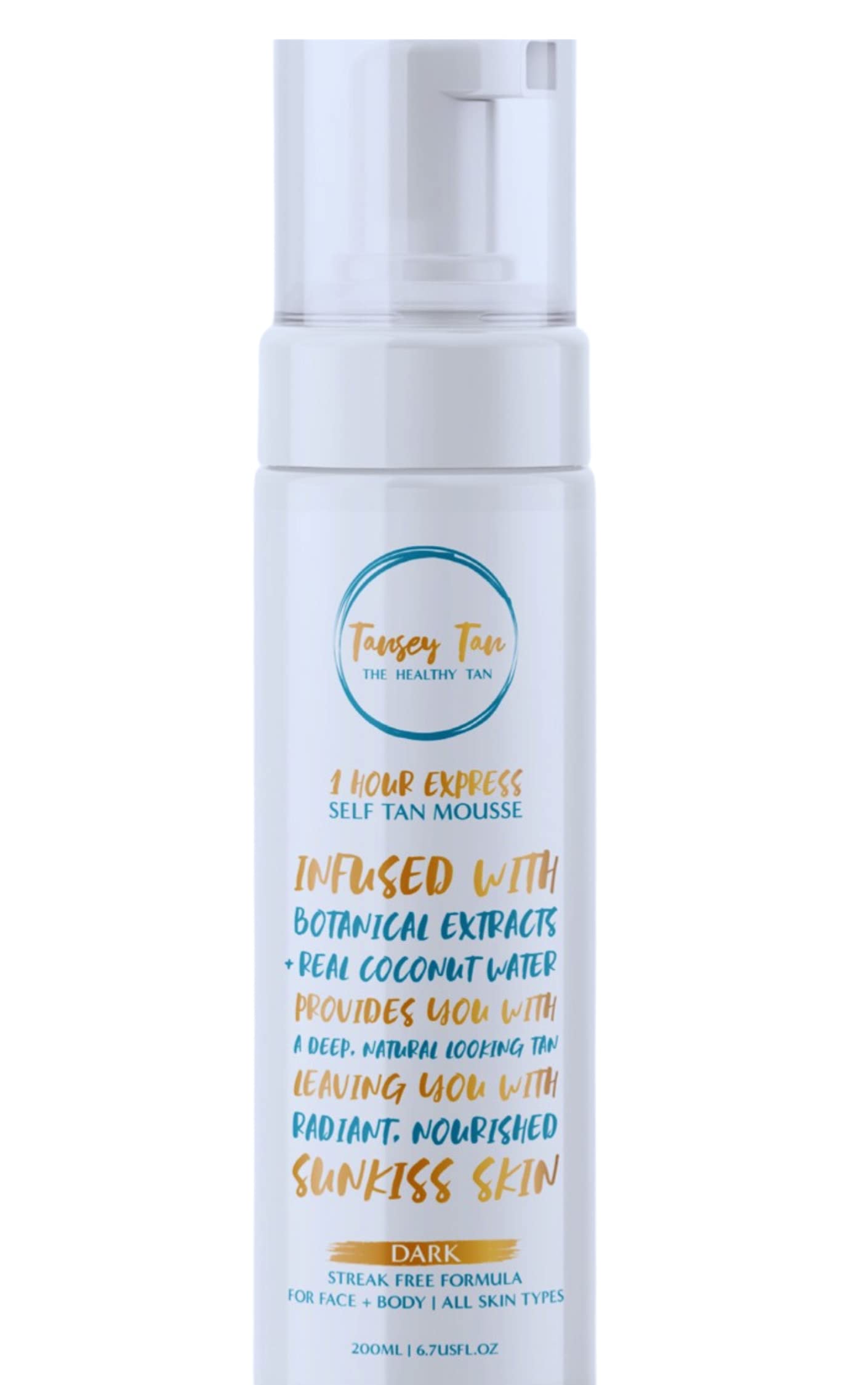 Tansey Self Tan Mousse Moisturiser with colour,Treatment Dark, Infused with Coconut Water, Antioxidants, Amino Acids, Vitamin E & C Fake Tan, No Orange tones, No nasty smell