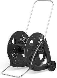 Goplus Wheeled Hose Reel Cart for Garden Patio Lawn, Hose Storage Cart w/Quick Connectors and Adjustable Nozzle, Max 328ft Capacity, Made in Italy