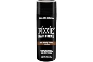 FIXXIE, FIXXIE Hair Building Fibers MEDIUM BROWN for Thinning Hair 27.5g Bottle, Hair Fibre Concealer for Hair Loss for Men and Women, Naturally Thicker Looking Hair with Keratin Hair Fibres