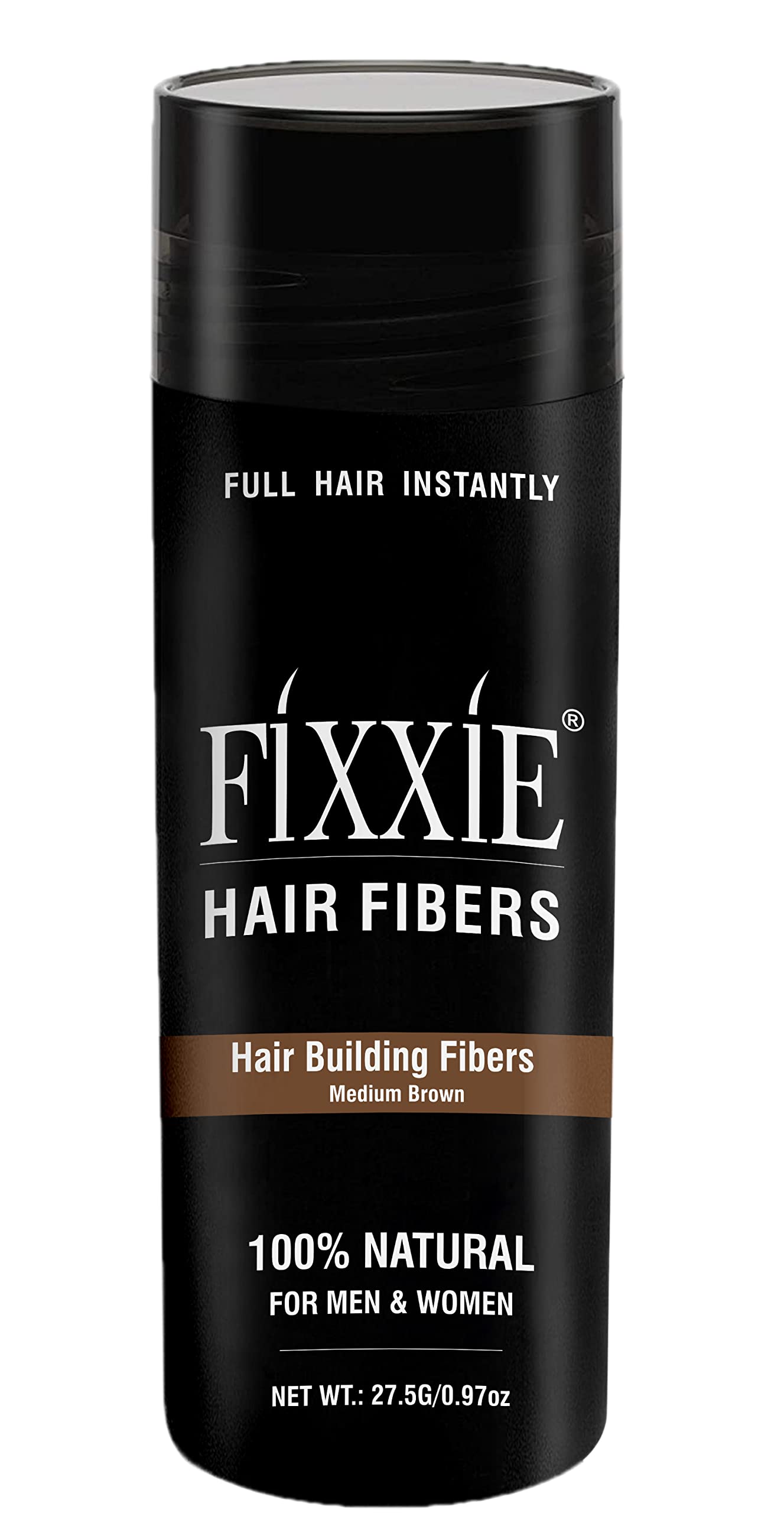 FIXXIE Hair Fibres MEDIUM BROWN for Thinning Hair 27.5g Bottle, Hair Fibre Concealer for Hair Loss for Men and Women, Naturally Thicker Looking Hair with Keratin Hair Fibers.