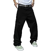 MZNBURAM Men's Y2K Baggy Jeans - Loose Fit Wide Leg Vintage Denim Pants Casual Hip Hop Streetwear Trousers