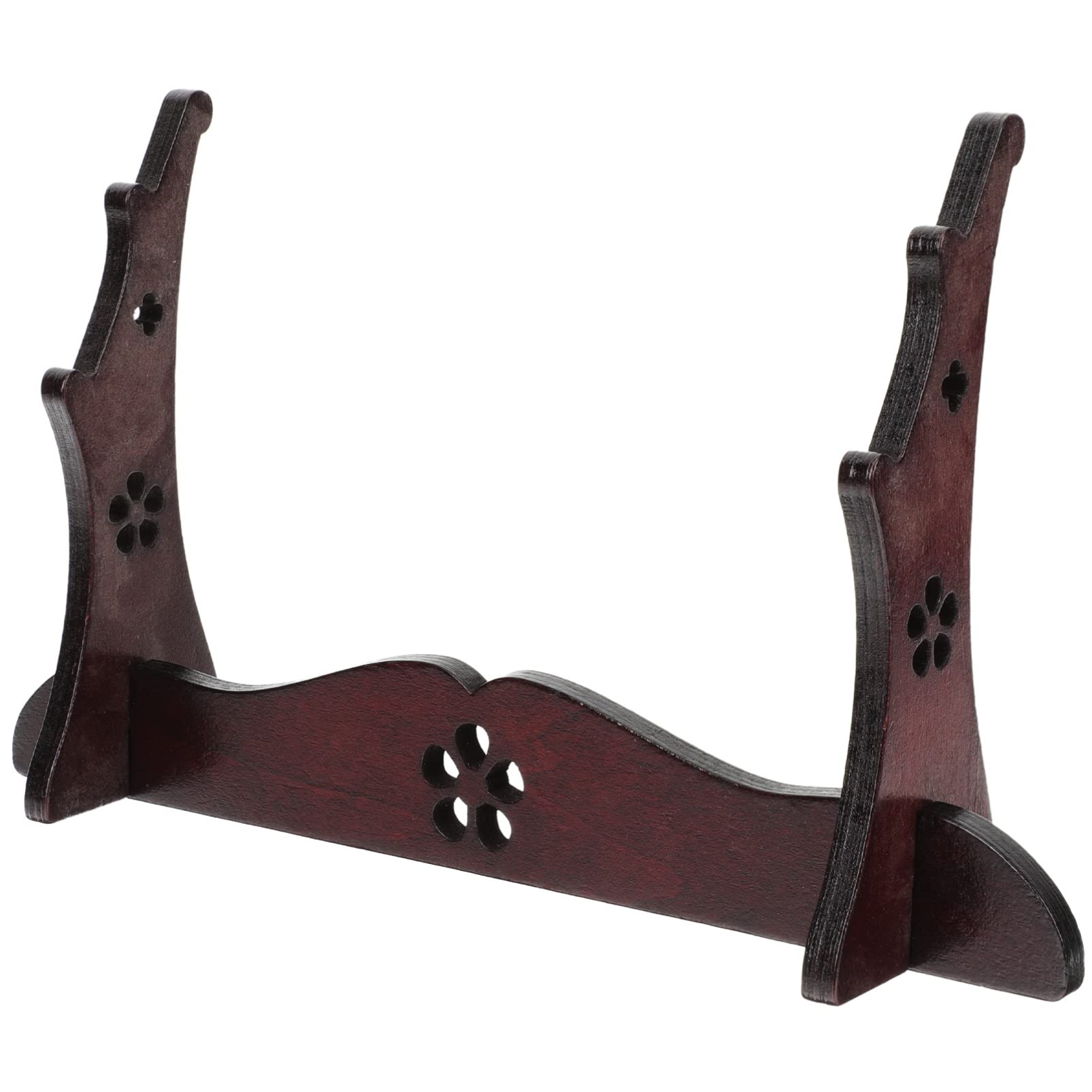 Cabilock Wooden Flute Display Rack Swords Holder Dual Storage Stand for Instruments Decor Craftsmanship for Desktop Retail Displays