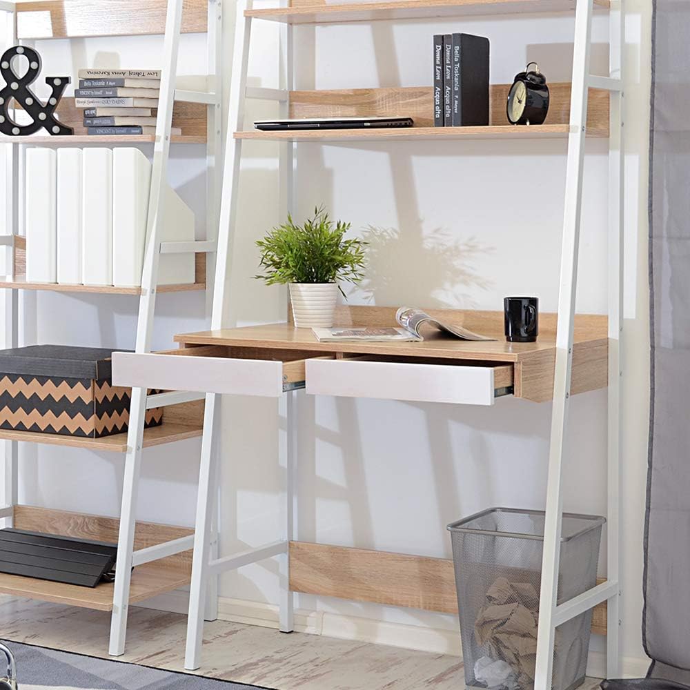 Selsey Berg Bureau Echelle Bureau Scandinave 85 Cm Blanc Effet Chene Amazon Fr Cuisine Maison