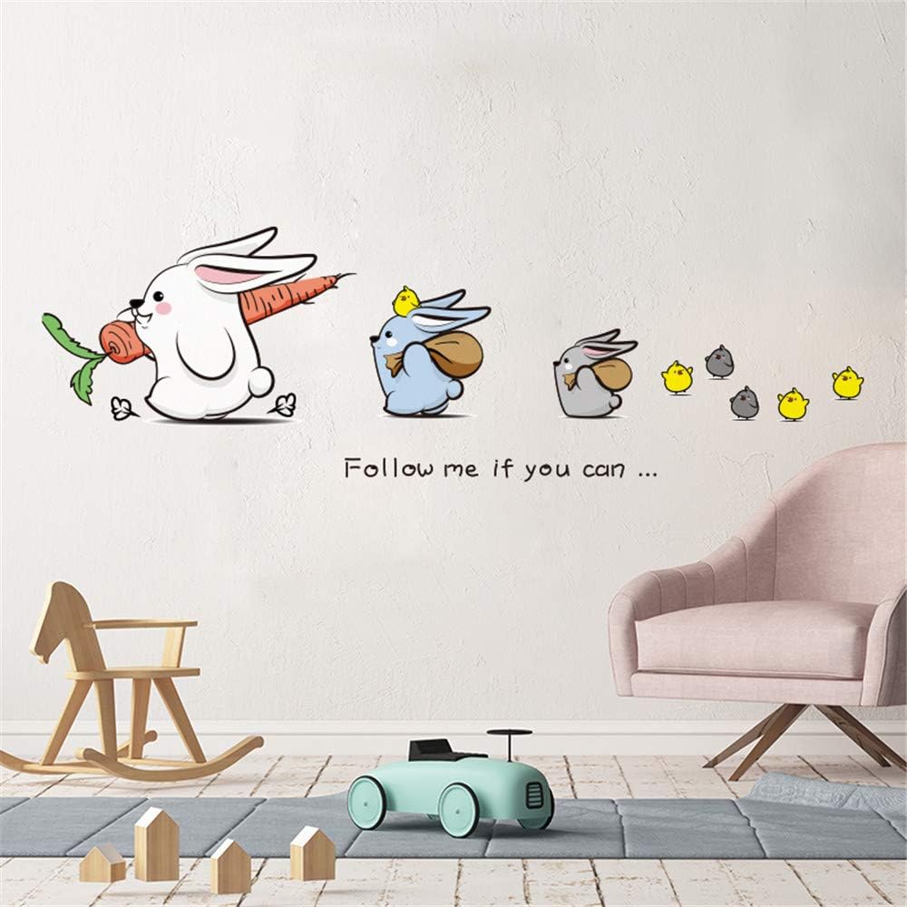 AAPBB Cartoon Bunny Art Decals Rabbit Wall Stickers Waterproof Vinyl Self Adhesive Removable Art Murals for Kids Room Bedroom Nursery House DIY Decoration Wall