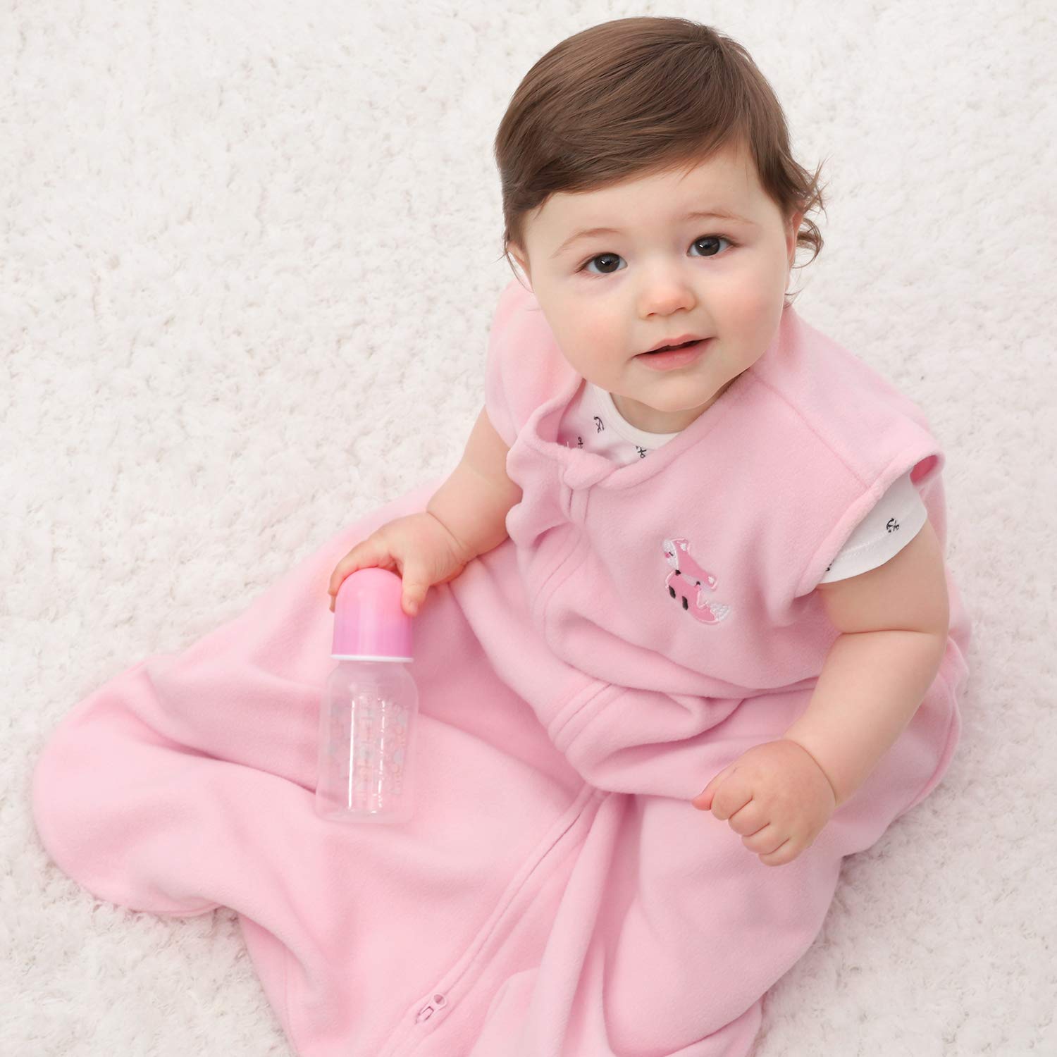 TILLYOU All Season Micro-Fleece Baby Sleep Bag and Sack with Inverted Zipper, Clothes for Toddler Girl Ages 18-24 Months, Sleeveless Warm Ultra Soft Plush Wearable Blanket TOG 1, X-Large XL, Pink Fox: Baby