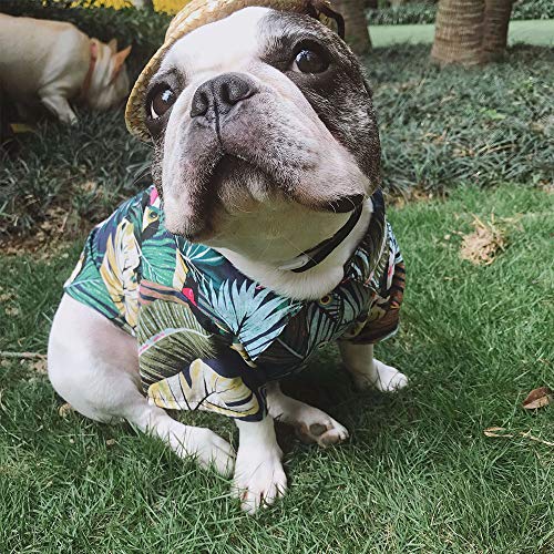 SUPOW Pet Hawaiian Breeze Camp Shirt, Dog Polo Sunscreen T Shirts, Sun Protection Lightweight Cute for Small to Medium Puppy Cool Summer Custom Vest (Blue, L)