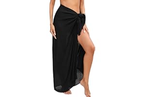 Eicolorte Beach Sarong Pareo Womens Semi-Sheer Swimwear Cover Ups Short Skirt with Tassels