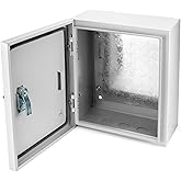QWORK Heavy-Duty Outdoor Electrical Box, Fiberglass Reinforced Polyester, Steel, 12x10x6 inches with Lock & Keys for Industrial, Mall, Residential Use