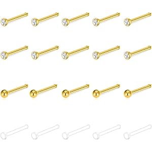 Zolure 18G 20G 22G Nose Pin Bone Screws Studs Surgical Steel Body Piercing Jewelry for Women Men