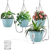 RooTrimmer Hanging Planters 10 Inch, 4 Pcs Flower Pots Automatic Watering System Set, Self Watering Hanging Basket with Drain