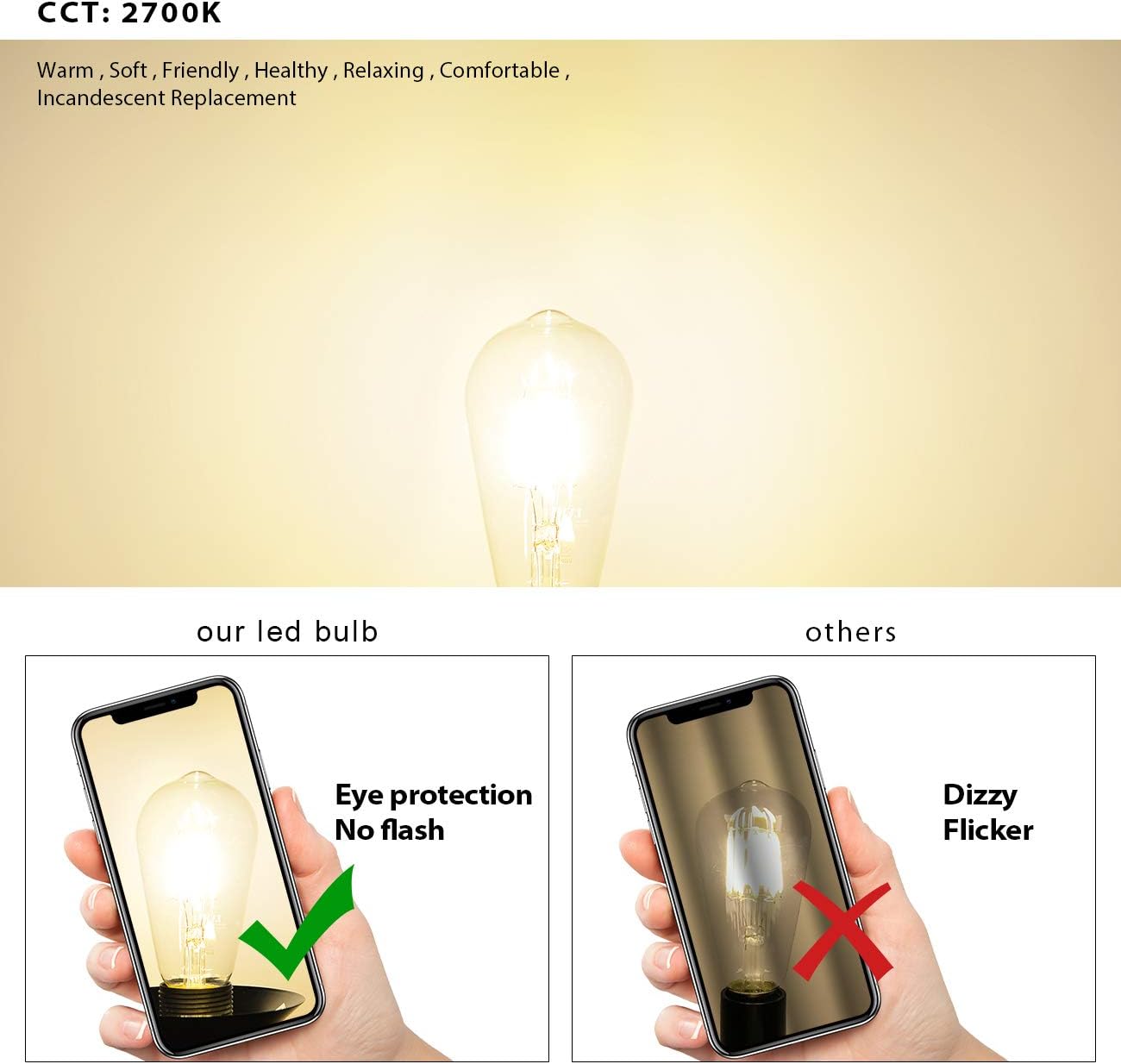 LVWIT Vintage E27 Led Filament Bulb,Antique 6.5W ST64 LED E27 Edison Screw Bulb 60W Equivalent,806 LM,2700K Warm White,Retro Old Fashioned Style Antique Lamp,Non-dimmable (6 Pack) - Image 5