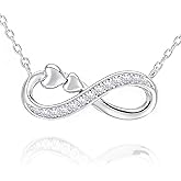 EIoways Moissanite Infinity Necklace, Sterling Silver S925, D Color VVS1 - Gift for Birthday, Valentine, Christmas and Graduation