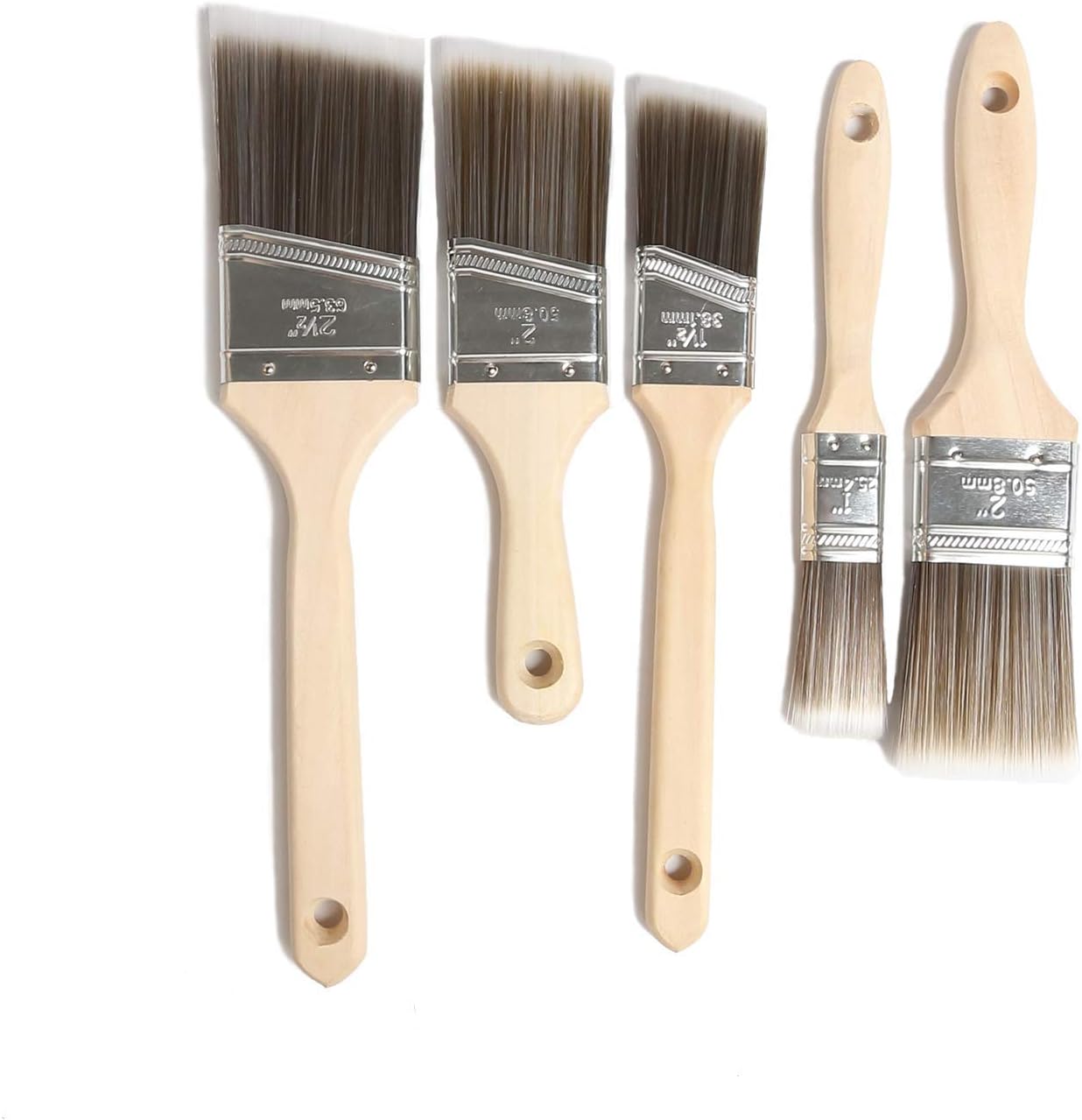 Paint Brushes5 Piece Premium Paint Brush Sets with Wooden Handles