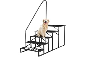 FRUYYZL RV Steps with Handrail, 5 Step RV Stairs 660 lbs Load Capacity, Step Ladder with Anti-Slip Panel, Mobile Home Stairs for Travel Trailers