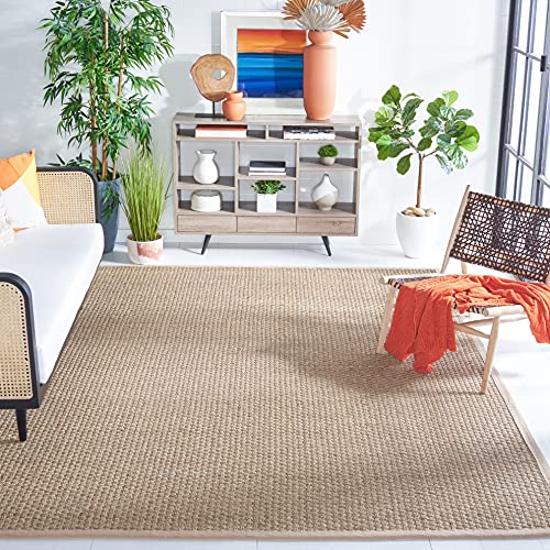 Safavieh Natural Fiber Rug for Living Room, Dining Room, Bedroom - Natural Fiber Collection, Short Pile, in Natural and Beige, 152 X 152 cm