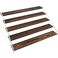 PACKGILO Display Shelf Stand, Clear Acrylic Riser Shelves Wood Acrylic Storage for Figure Collection Cupcake Desserts Holder Cosmetics Perfume Jewelry Organizer Rack
