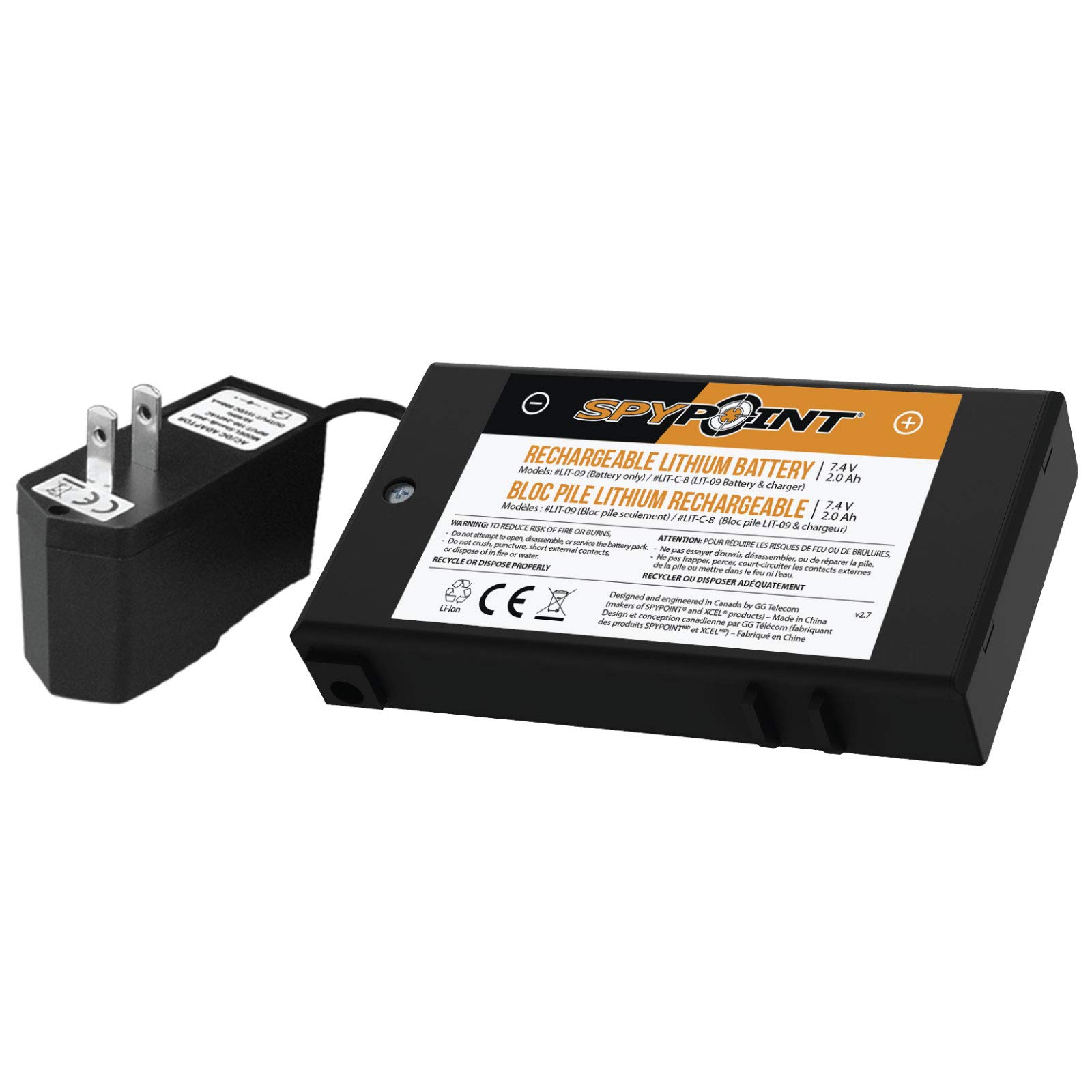 Spypoint 712233-SSI Spypoint Rechargable Lithium Battery W/Ac Charger Lit-C-8 - multi, N/A