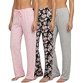 Real Essentials 3 Pack: Women’s Ultra-Soft Comfy Pajama Lounge Pants Sleepwear (Available in Plus Size)