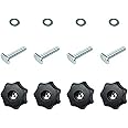 POWERTEC 71484 T Track Knob Kit w/ 7 Star Knob, 1/4-20 Threaded bolts and Washers, Set of 4 T Track Bolts, T Track Accessories for Woodworking Jigs and Fixtures