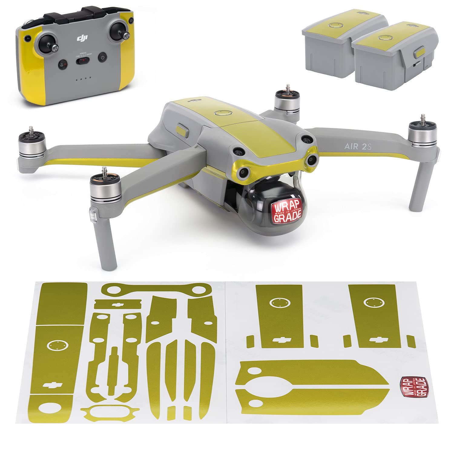 Wrapgrade Skin compatible with DJI Air 2S | Accent Color B (LIMONCINO YELLOW)