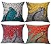Geepro 18x18 inches Oil Painting Linen Pillow Case Covers Square Decorative Cushion Covers Set of 4
