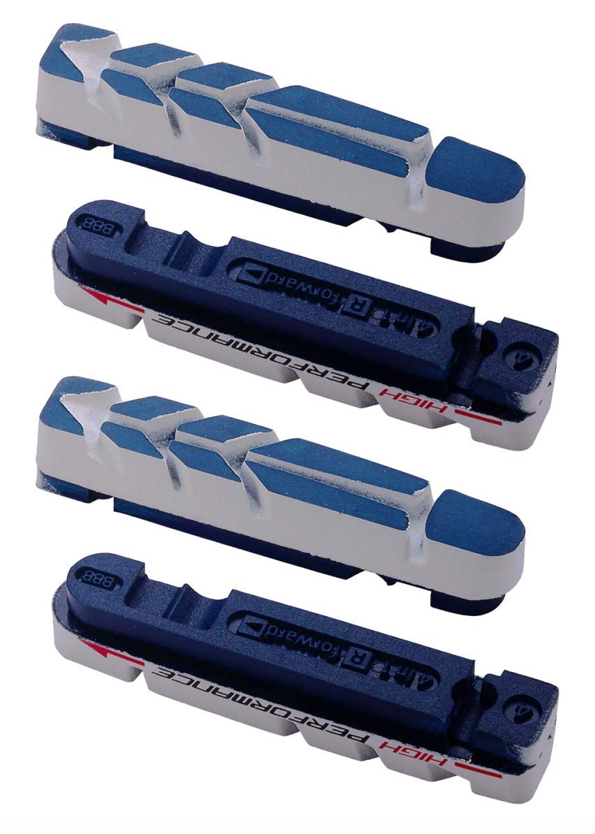BBB Cycling Unisex's BBS-28HP Ultra High-Performance Bike Brake Shoes, Compatible Cross Stop, BBB TechStop, Shimano, SRAM and Campagnolo Cartridges, 2 Pairs (4 Pieces), One Size